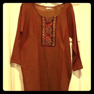 Red and Gold Kurti Tunic from India.